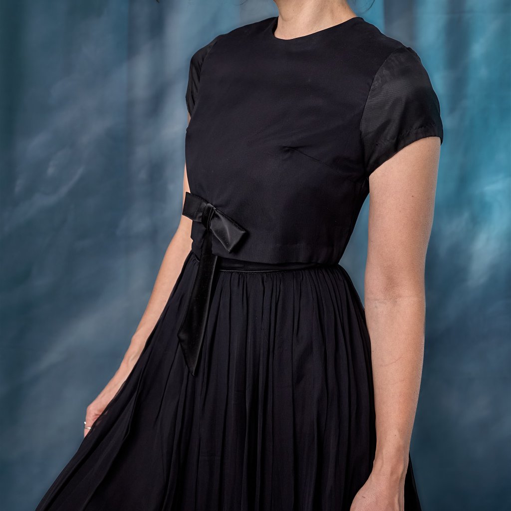 Vintage 60's Black Strappy Dress With Little Bolero Jacket